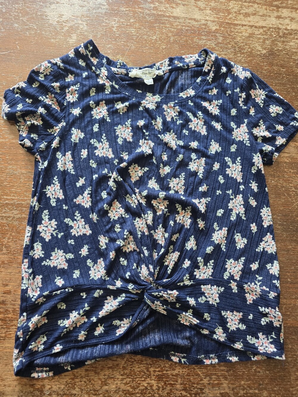 Hippie Rose Navy Floral Twist-Knot Crop Top
